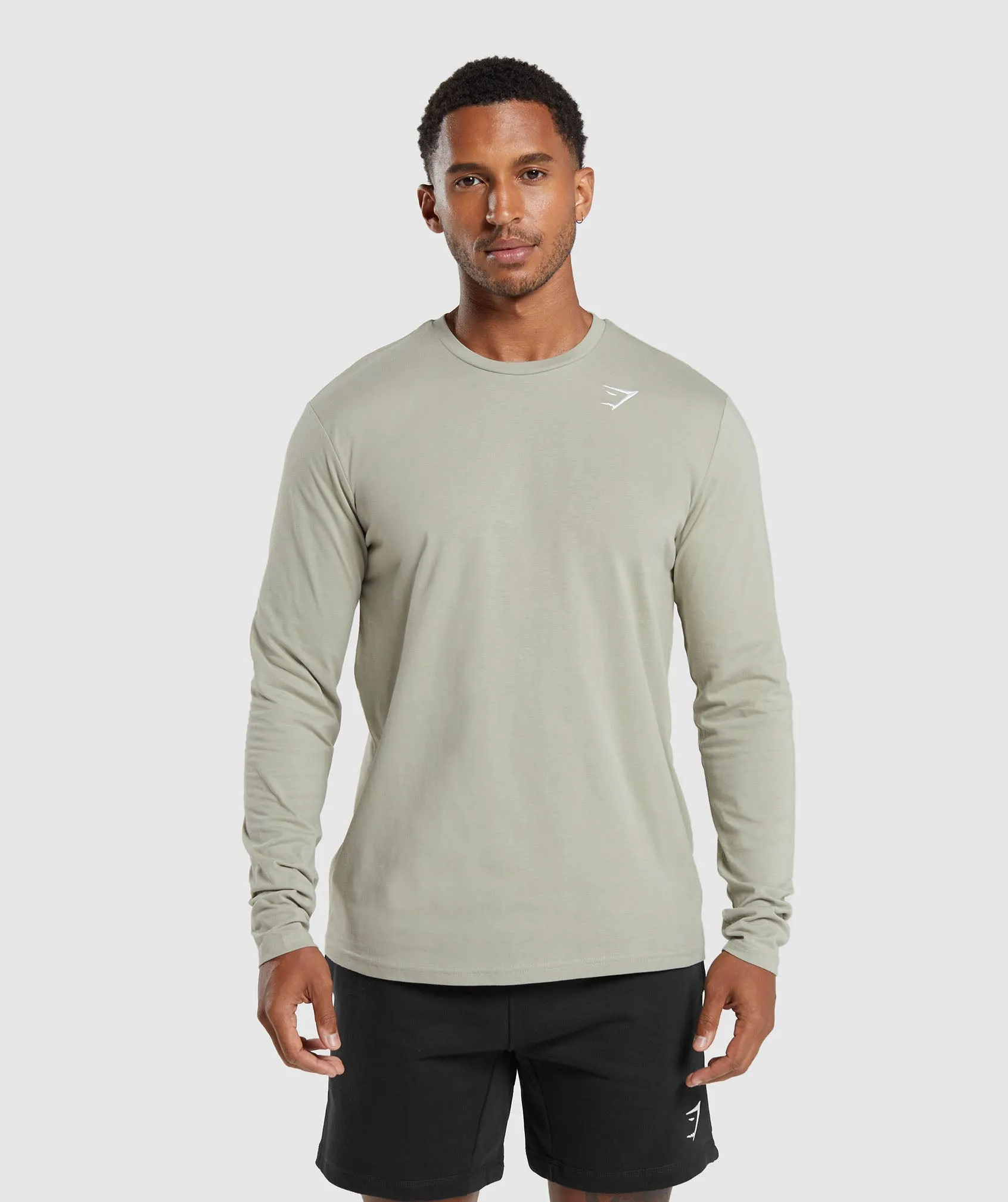 Gymshark Crest Long Sleeve T-Shirt - Stone Grey sold by Gymshark