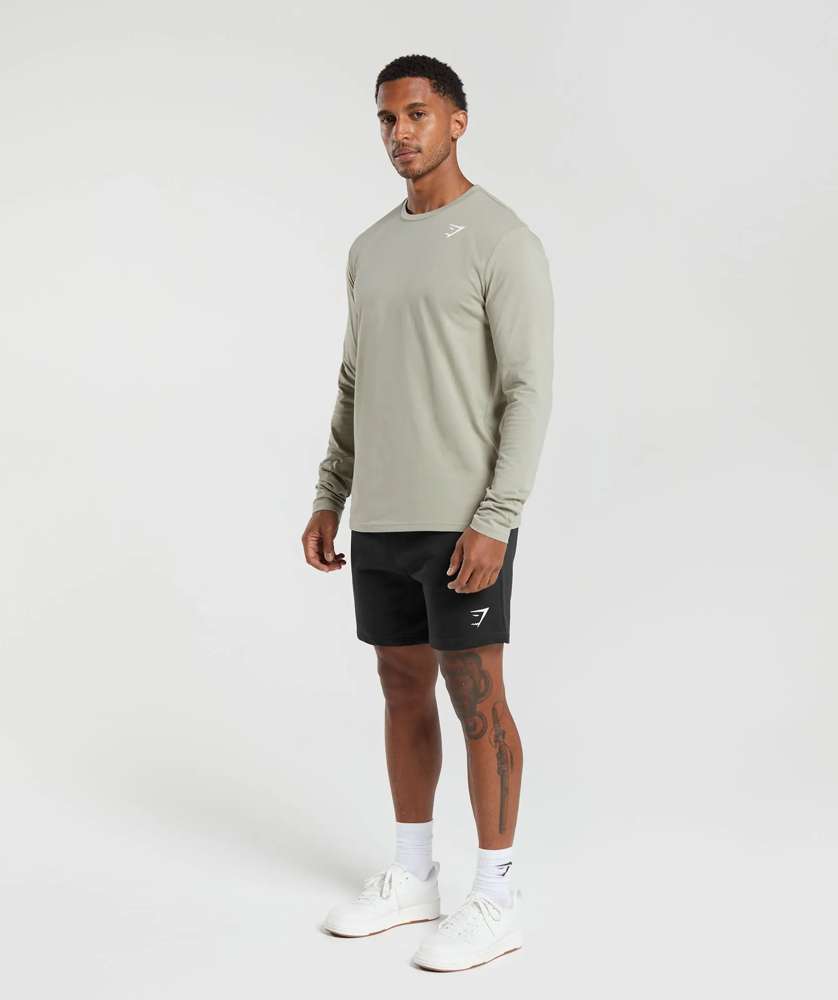 Gymshark Crest Long Sleeve T-Shirt - Stone Grey sold by Gymshark product image thumbnail 4