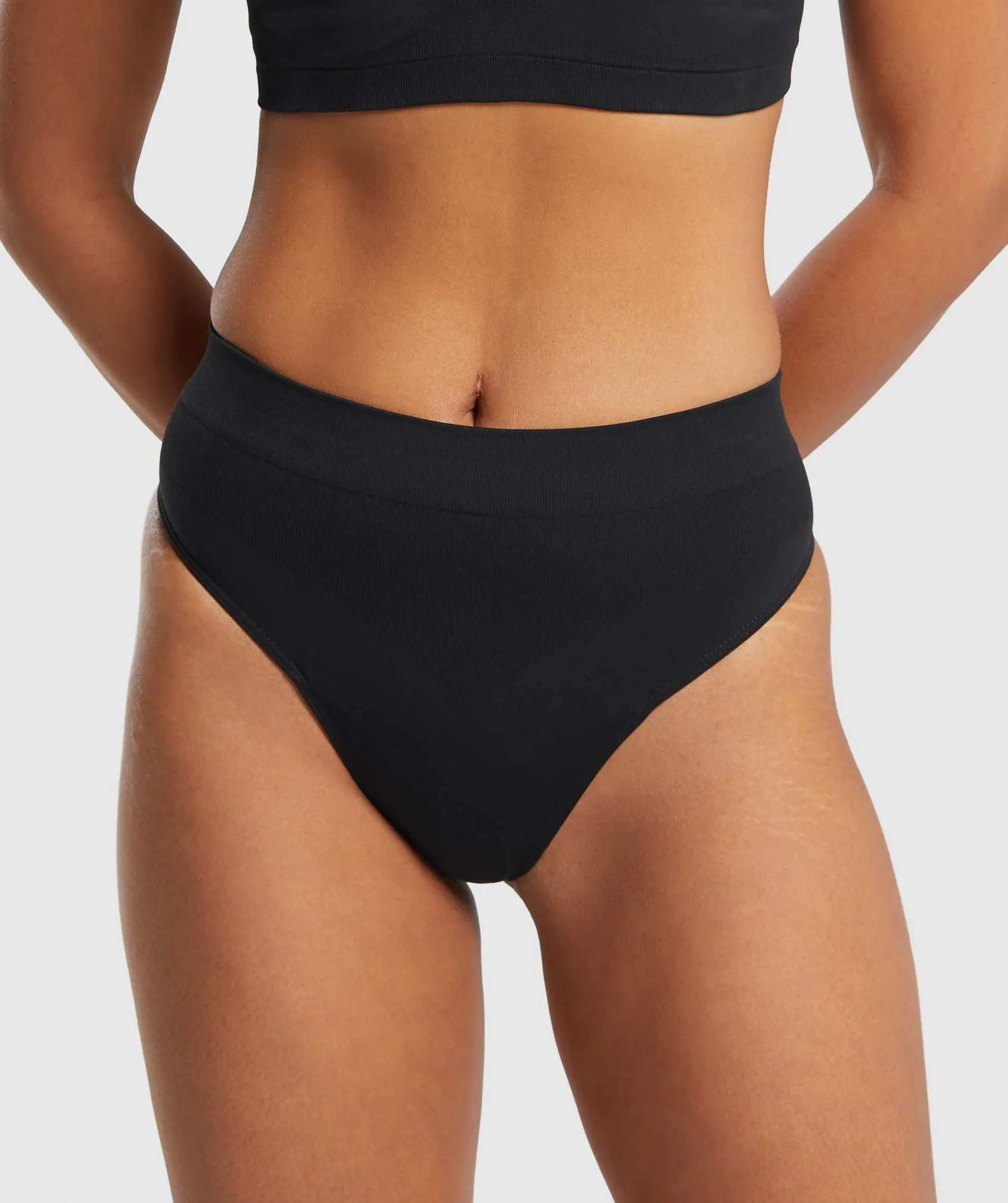 Gymshark Seamless High Waisted Thong - Black sold by Gymshark product image thumbnail 3
