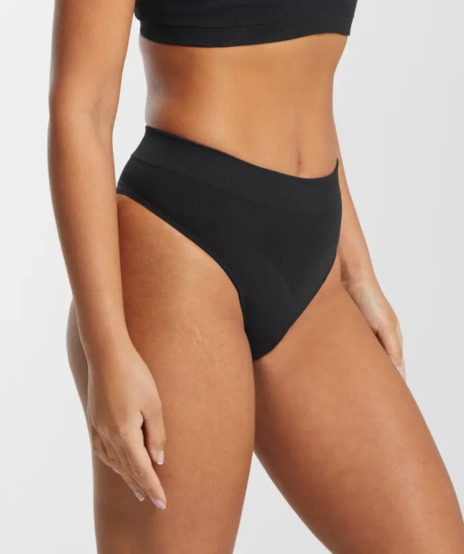 Gymshark Seamless High Waisted Thong - Black sold by Gymshark