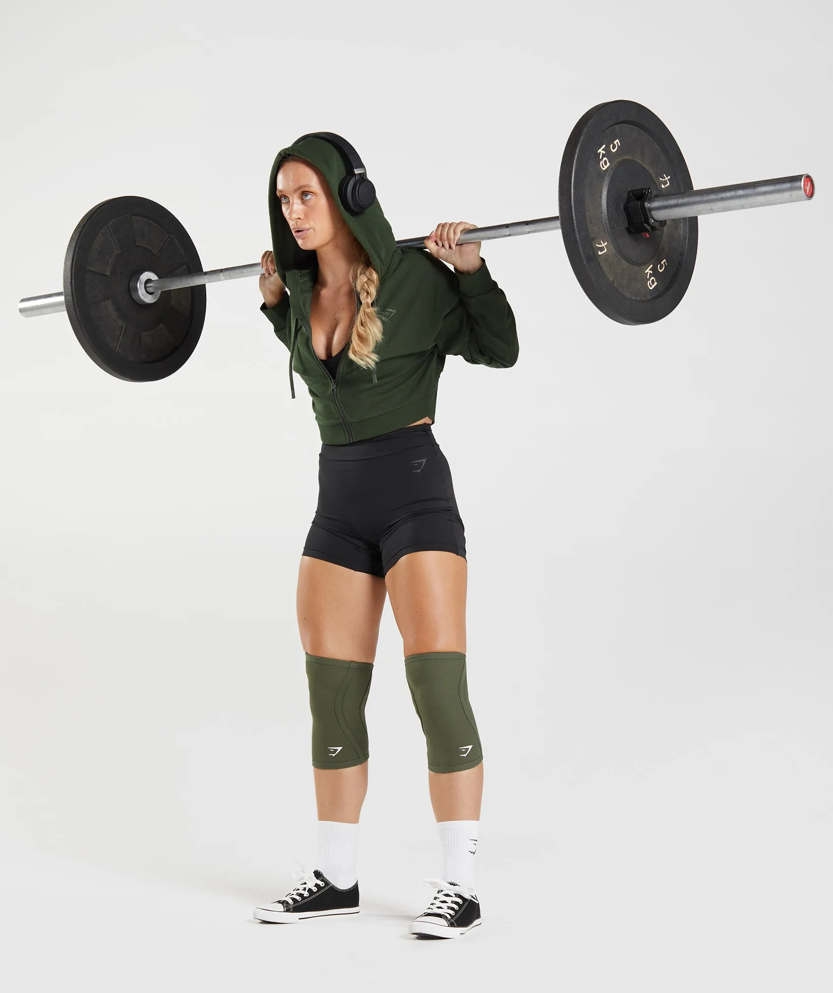 GS Power Cropped Zip Hoodie - Moss Olive sold by Gymshark product image thumbnail 4