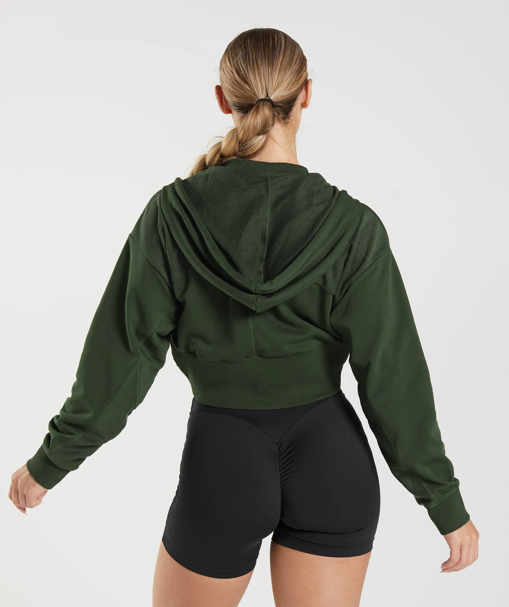 GS Power Cropped Zip Hoodie - Moss Olive sold by Gymshark product image thumbnail 2