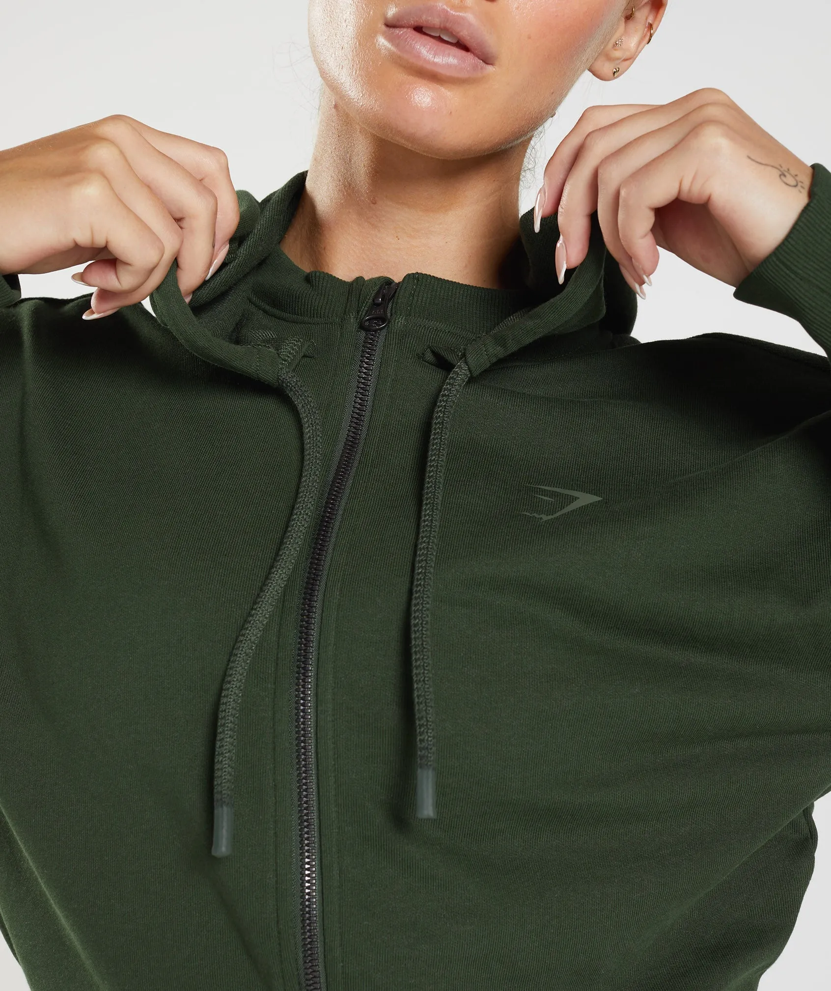 GS Power Cropped Zip Hoodie - Moss Olive sold by Gymshark product image thumbnail 3
