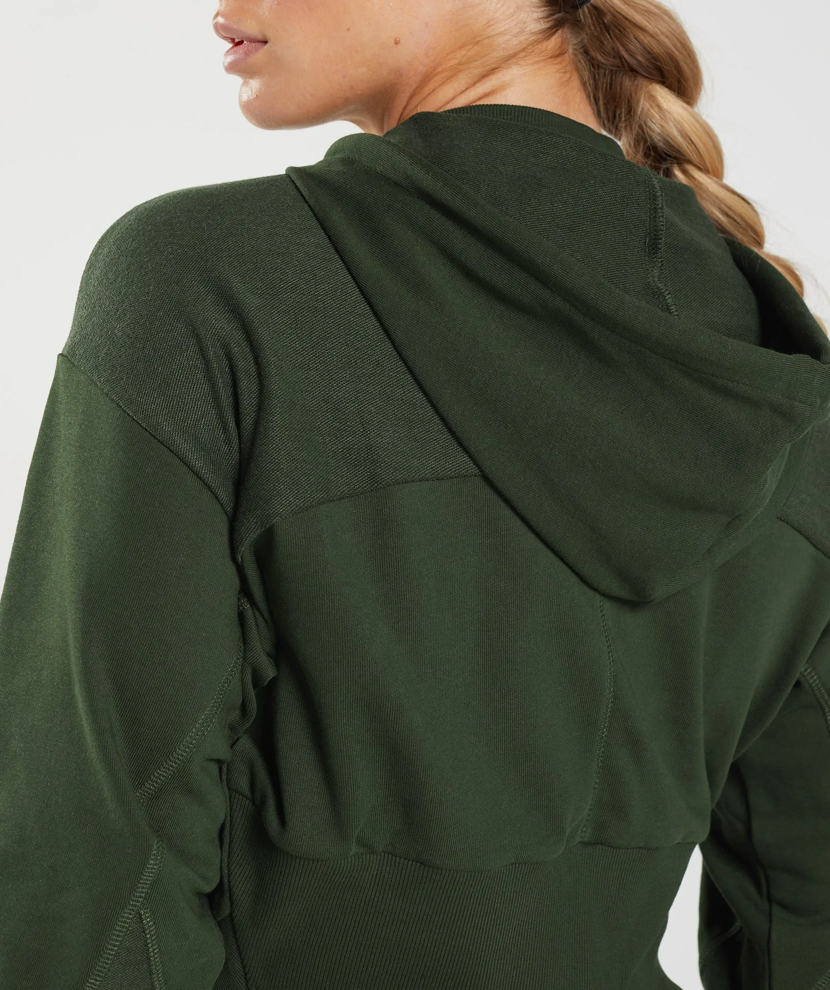 GS Power Cropped Zip Hoodie - Moss Olive sold by Gymshark product image thumbnail 5