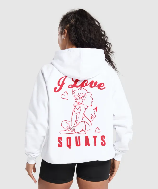Gymshark I Love Squats Hoodie - White sold by Gymshark