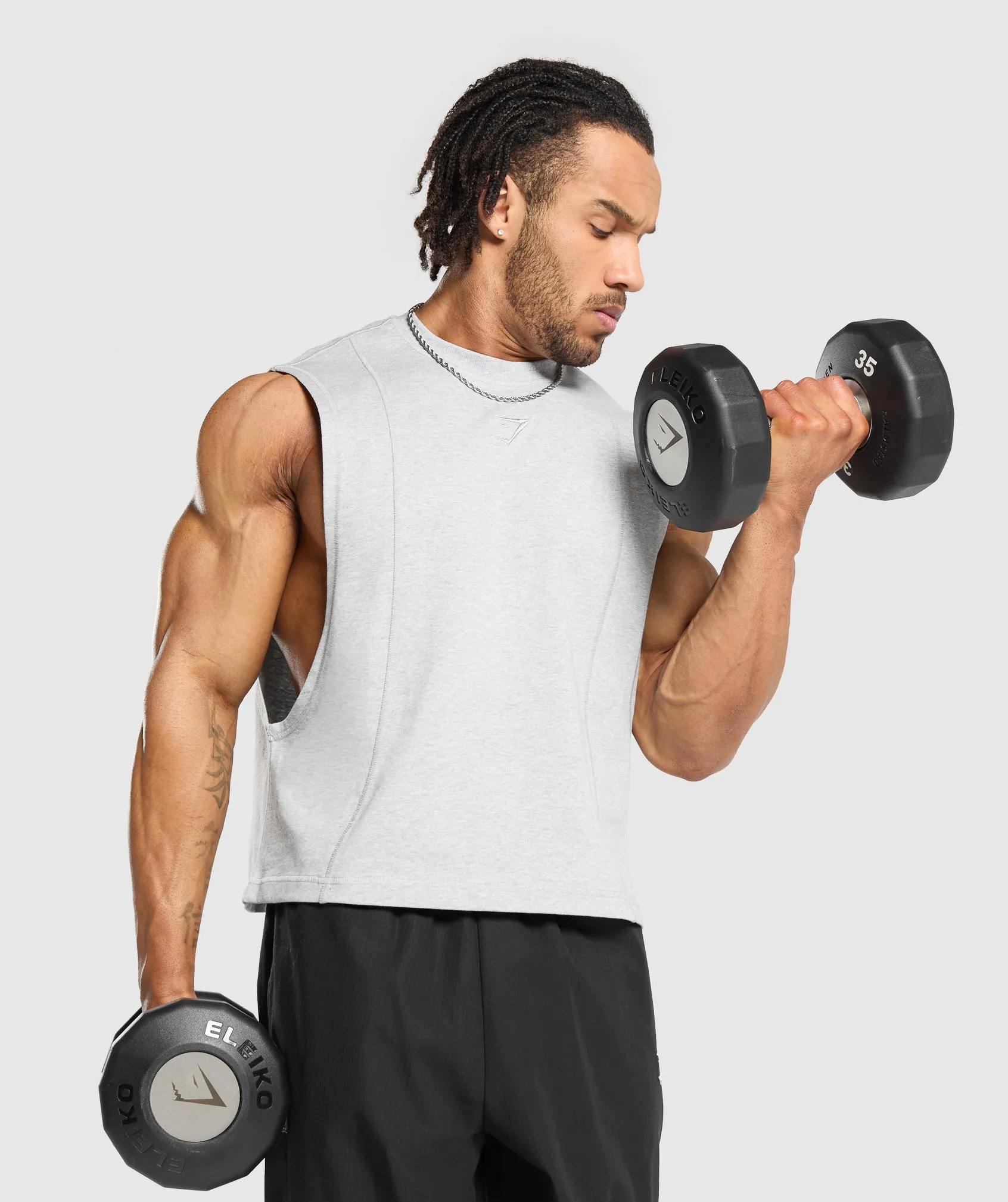 Gymshark Premium Lifting Boxy Cut Off Tank - Light Grey Marl sold by Gymshark product image thumbnail 5