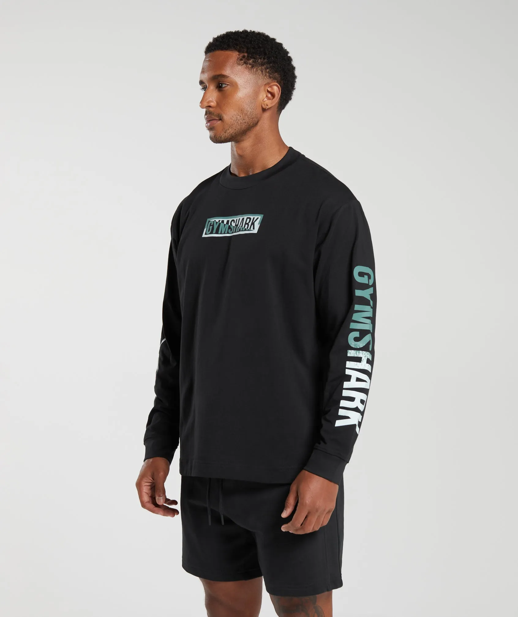 Gymshark Global Graphic Long Sleeve T-Shirt - Black sold by Gymshark product image thumbnail 3