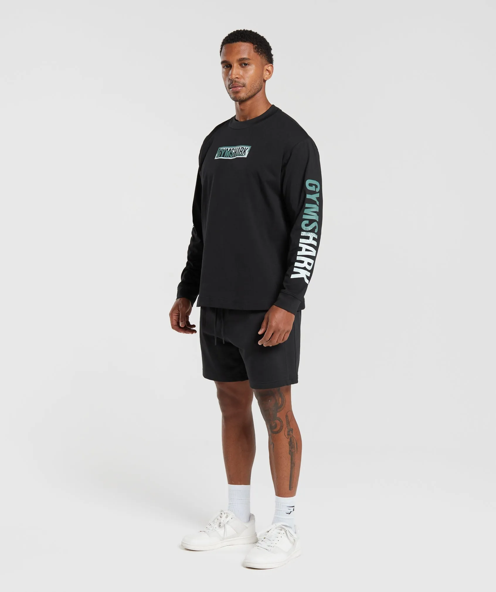 Gymshark Global Graphic Long Sleeve T-Shirt - Black sold by Gymshark product image thumbnail 4