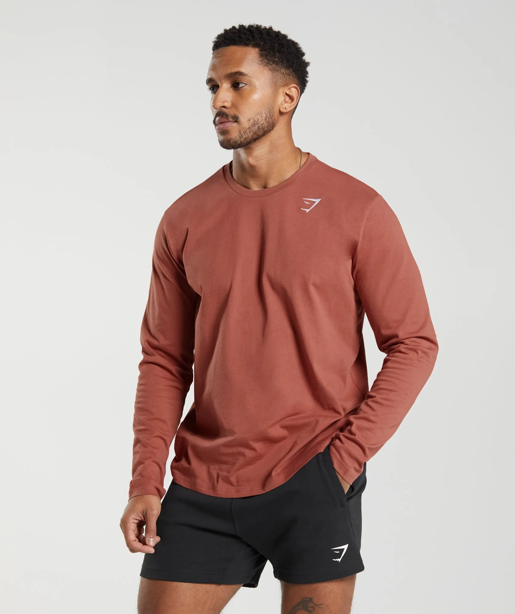 Gymshark Crest Long Sleeve T-Shirt - Persimmon Red sold by Gymshark