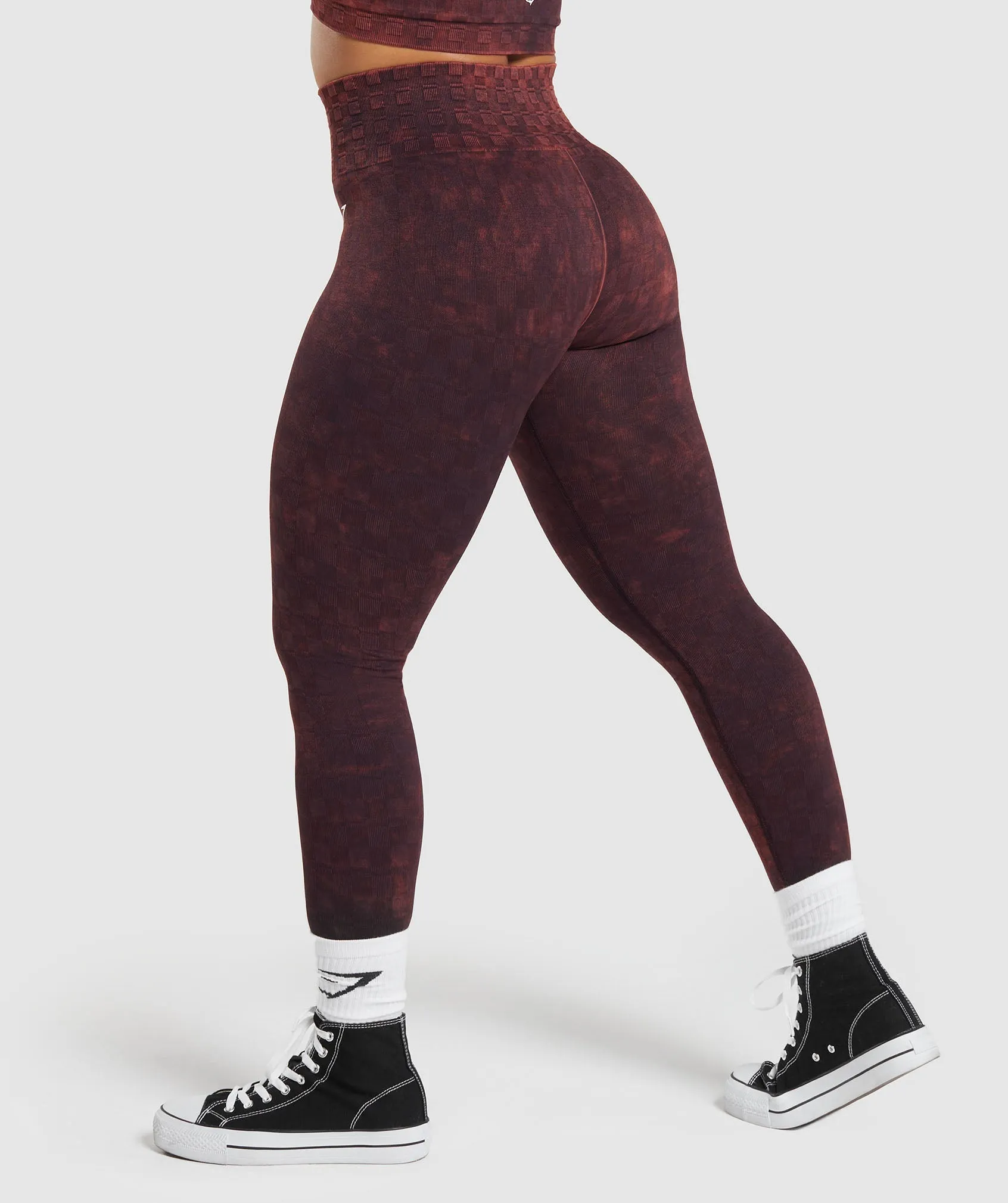 Gymshark Check Seamless Washed Leggings - Plum Brown sold by Gymshark product image thumbnail 3