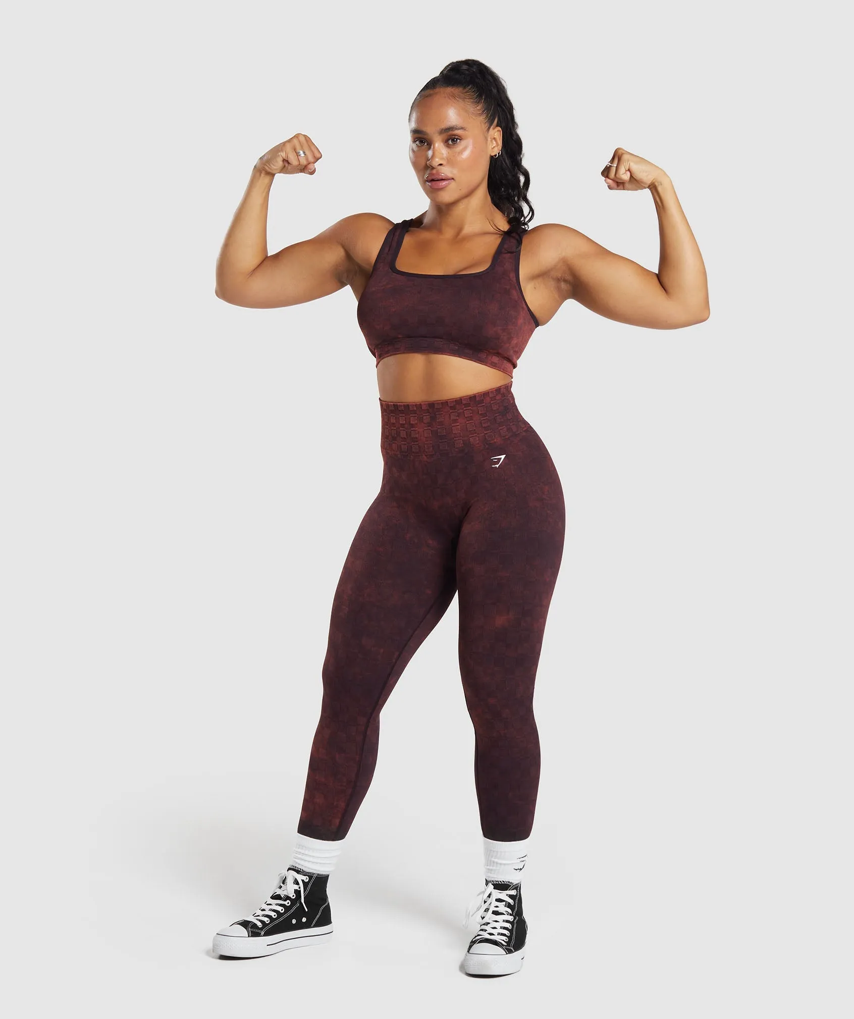 Gymshark Check Seamless Washed Leggings - Plum Brown sold by Gymshark product image thumbnail 4