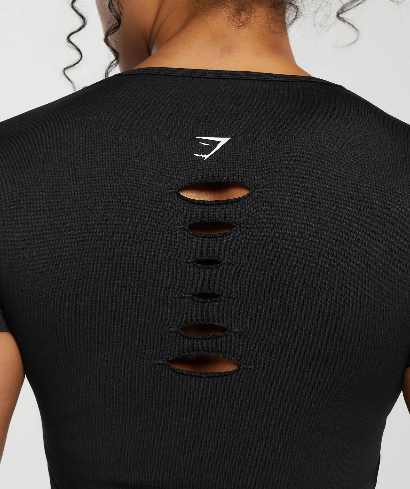 Gymshark Gains Seamless Fitted Crop Top - Black sold by Gymshark product image thumbnail 5