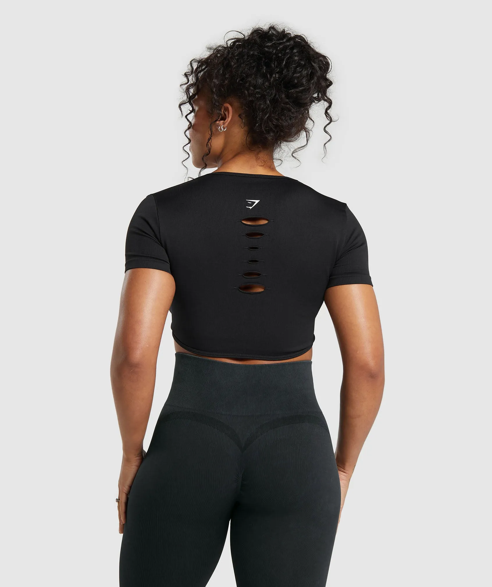 Gymshark Gains Seamless Fitted Crop Top - Black sold by Gymshark product image thumbnail 2