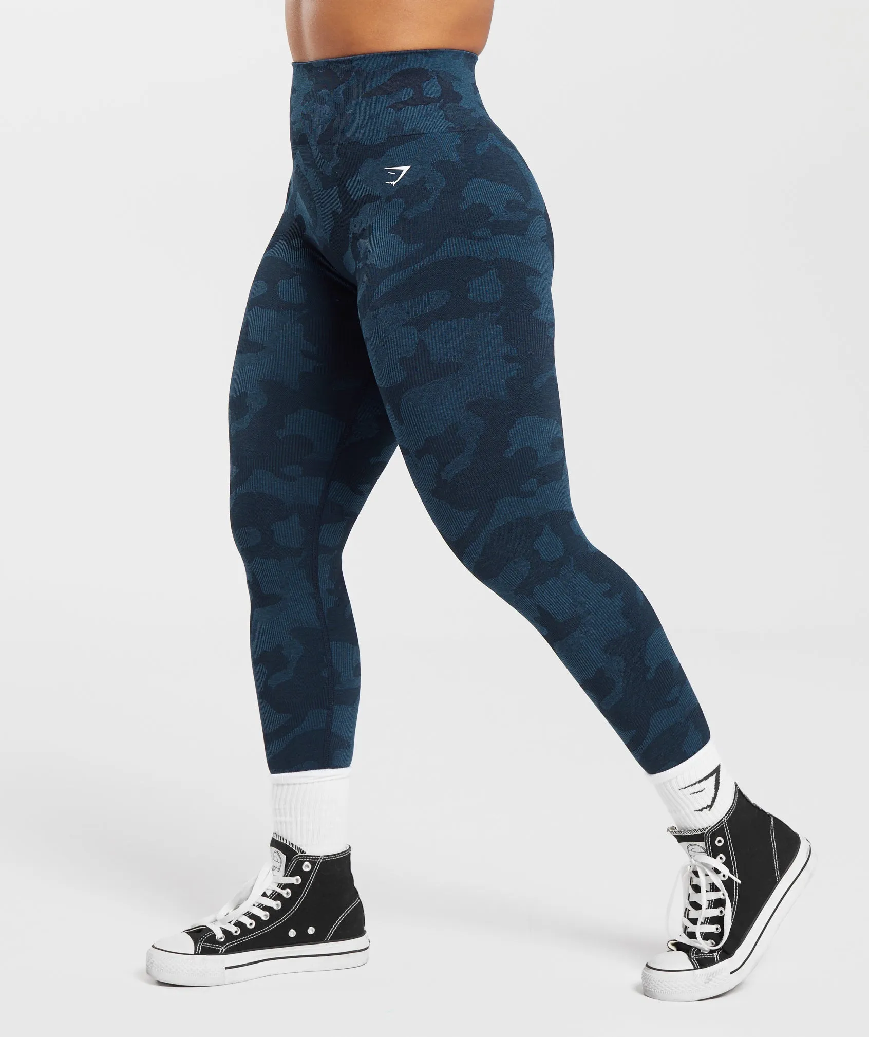 Gymshark Adapt Camo Seamless Ribbed Leggings - Midnight Blue/Ash Blue sold by Gymshark product image thumbnail 3