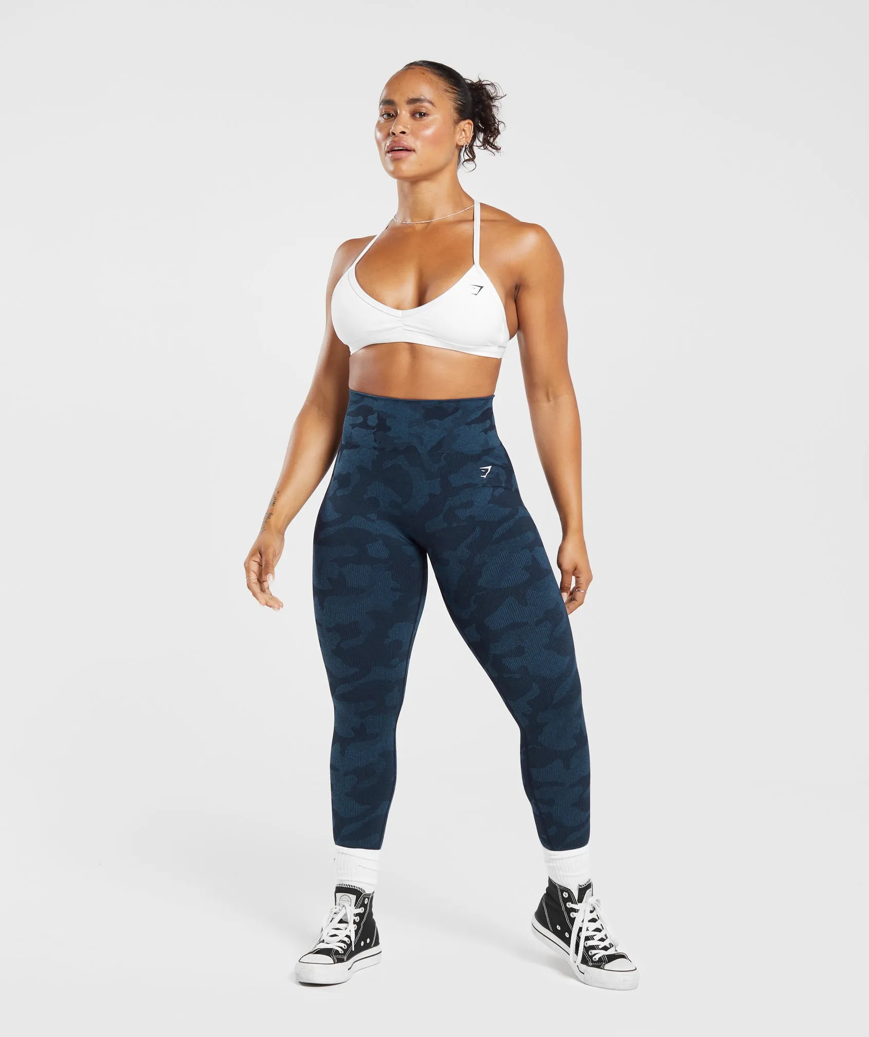 Gymshark Adapt Camo Seamless Ribbed Leggings - Midnight Blue/Ash Blue sold by Gymshark product image thumbnail 4