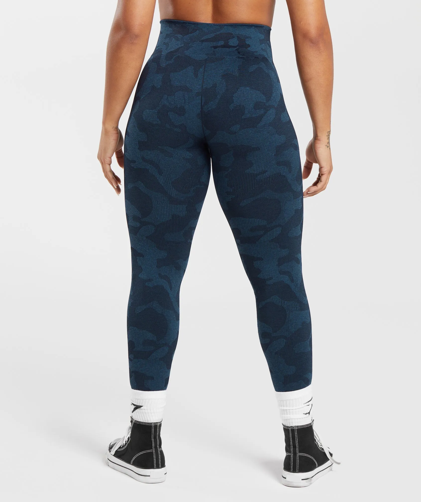 Gymshark Adapt Camo Seamless Ribbed Leggings - Midnight Blue/Ash Blue sold by Gymshark product image thumbnail 2