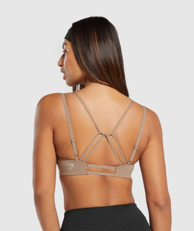 Gymshark Strappy Back Light Support Sports Bra - Mocha Mauve sold by Gymshark