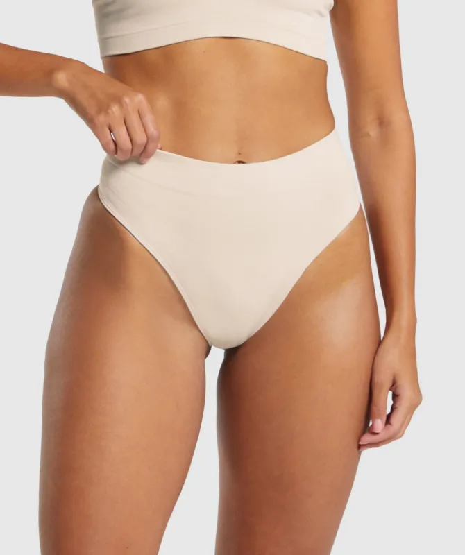 Gymshark Seamless High Waisted Thong - Pebble Grey sold by Gymshark