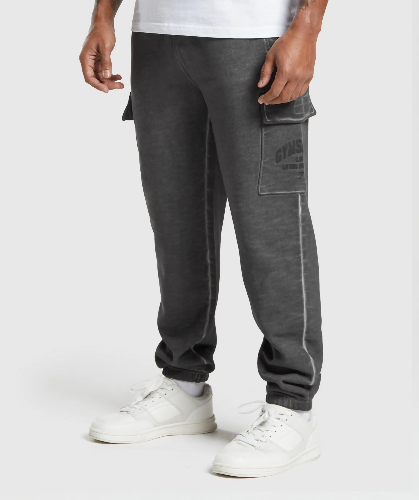Gymshark Heavyweight Washed Cargo Joggers - Black sold by Gymshark product image thumbnail 3