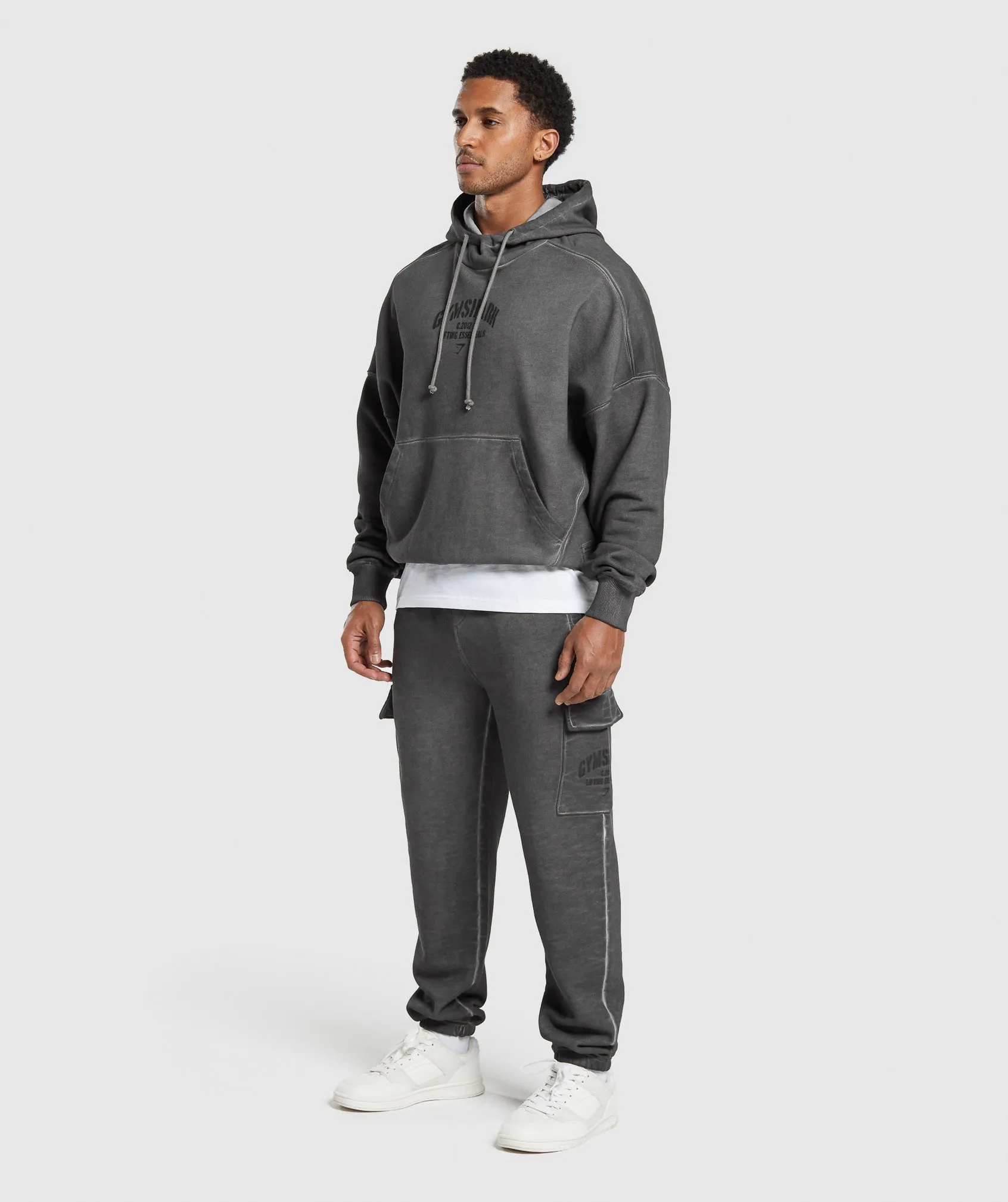 Gymshark Heavyweight Washed Cargo Joggers - Black sold by Gymshark product image thumbnail 4