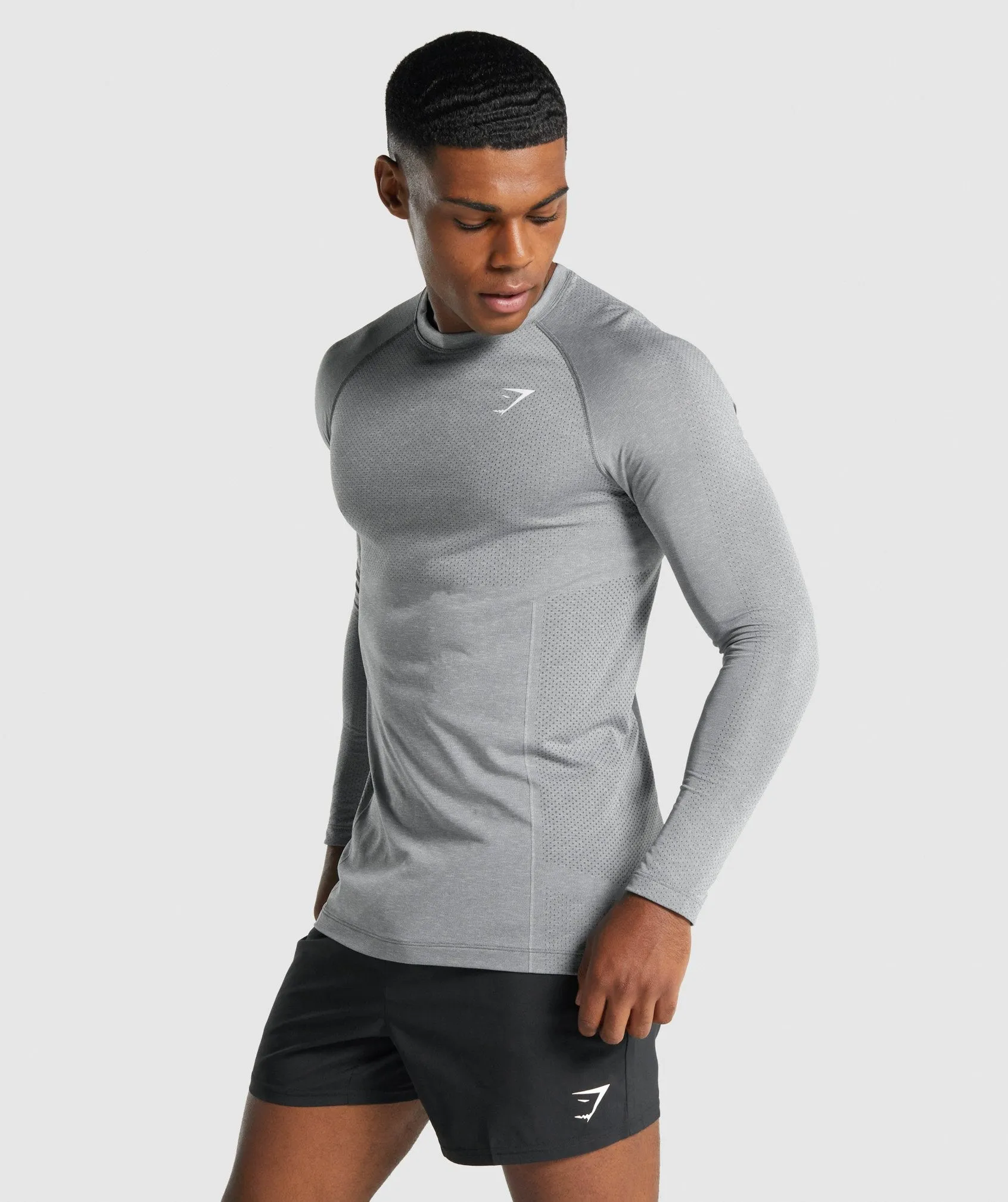 Gymshark Vital Light Seamless Long Sleeve T-Shirt - Charcoal Marl sold by Gymshark product image thumbnail 3