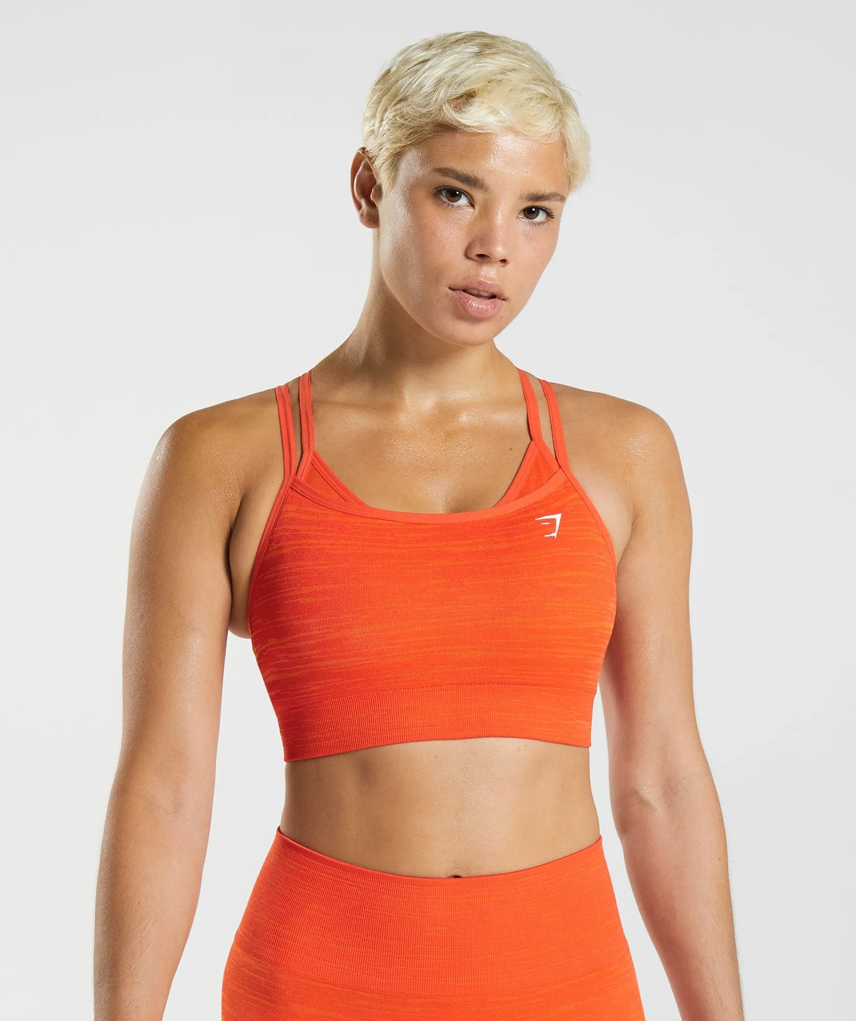 Gymshark Adapt Marl Seamless Sports Bra - Pepper Red/Zesty Orange sold by Gymshark