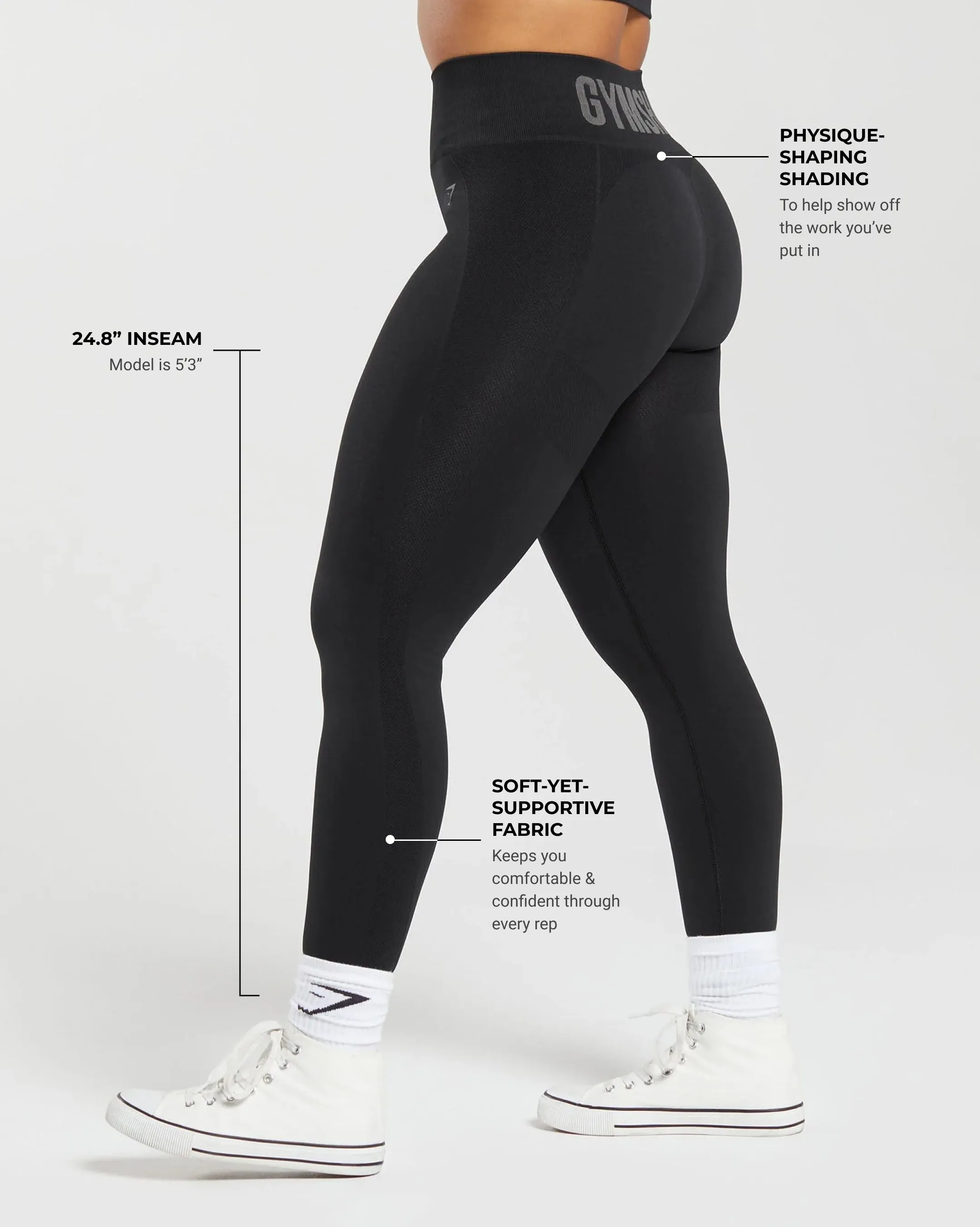 Gymshark Flex High Waisted Leggings - Black sold by Gymshark product image thumbnail 3