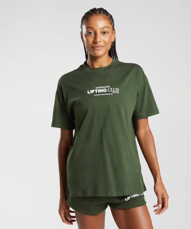 Gymshark Social Club Oversized T-Shirt - Moss Olive sold by Gymshark