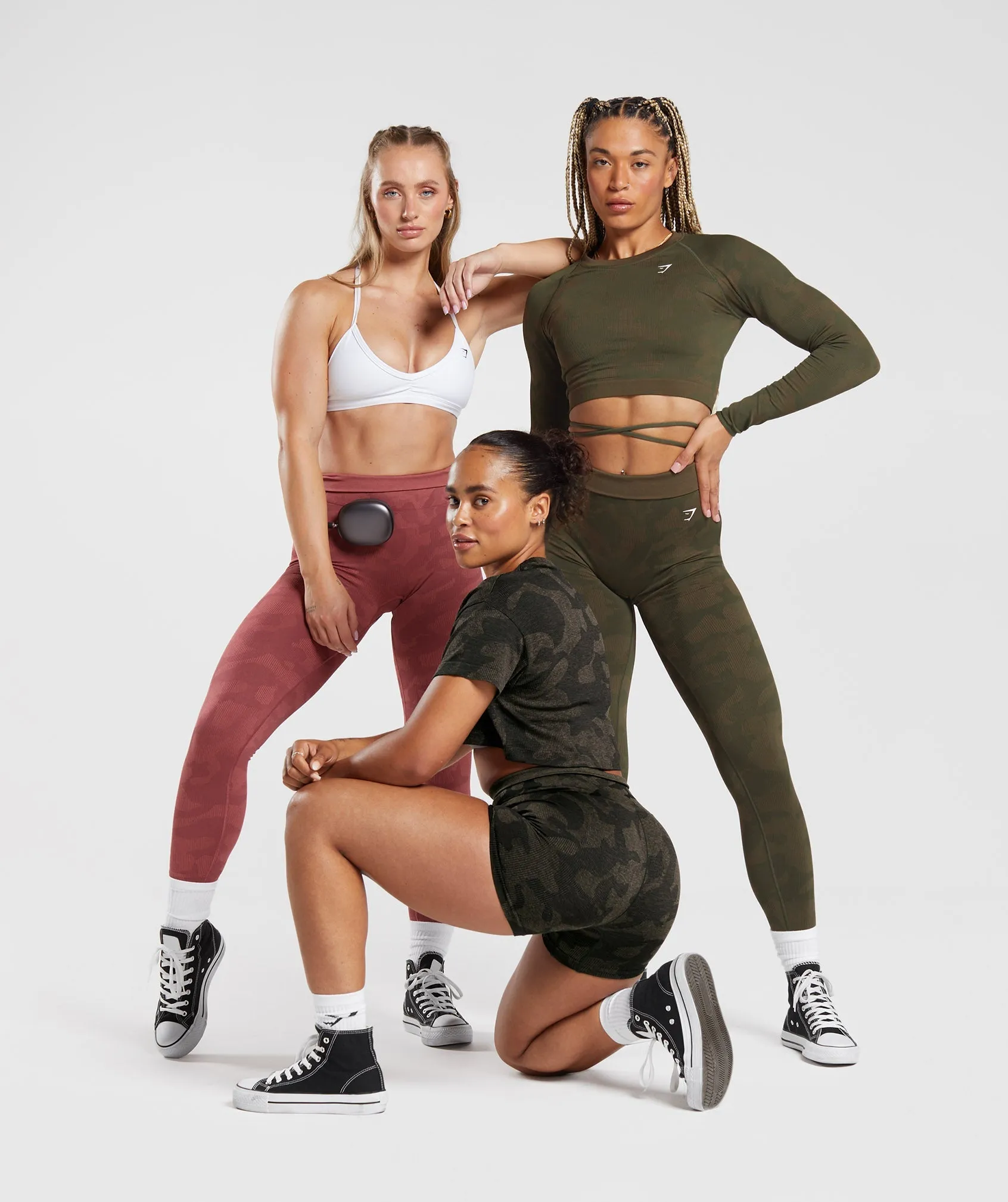 Gymshark Adapt Camo Seamless Ribbed Crop Top - Black/Camo Brown sold by Gymshark product image thumbnail 4