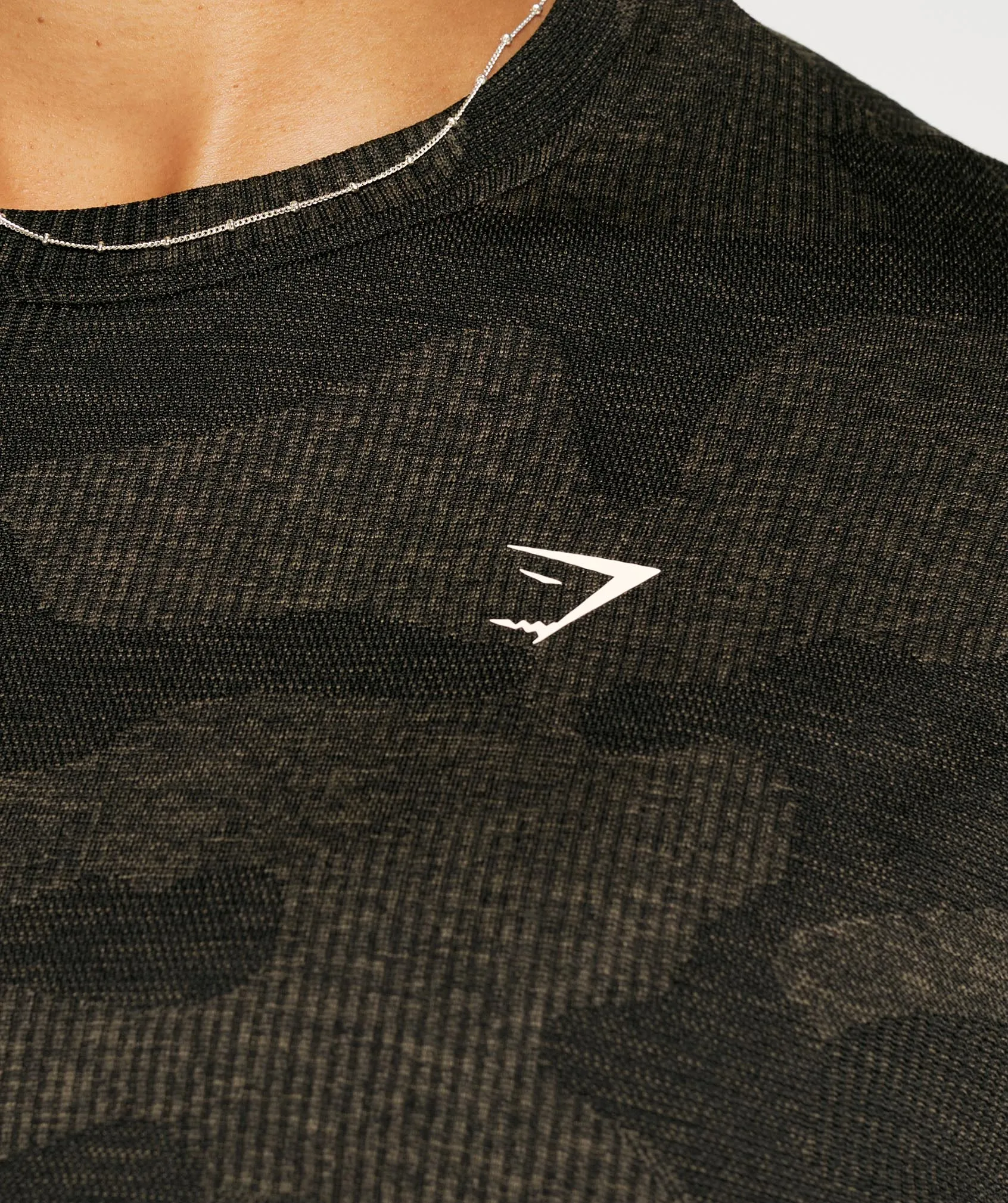 Gymshark Adapt Camo Seamless Ribbed Crop Top - Black/Camo Brown sold by Gymshark product image thumbnail 5