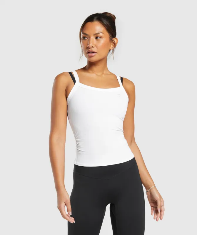 Gymshark Elevate Ruched Tank - White sold by Gymshark
