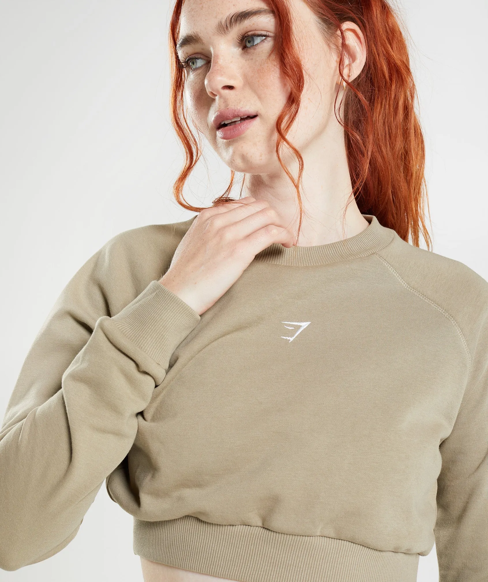 Gymshark Training Cropped Sweater - Cement Brown sold by Gymshark product image thumbnail 3