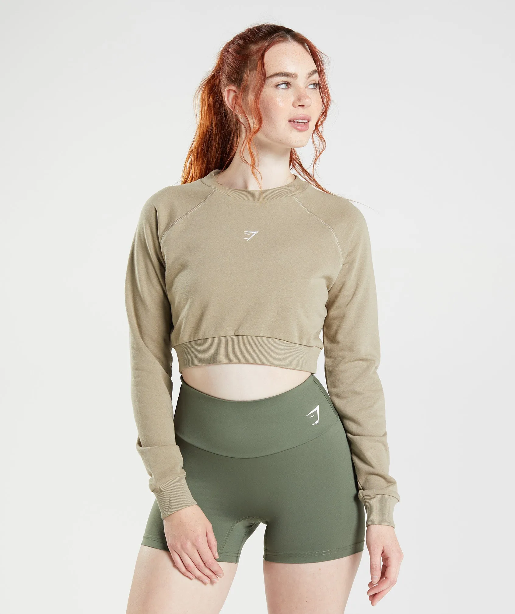 Gymshark Training Cropped Sweater - Cement Brown sold by Gymshark