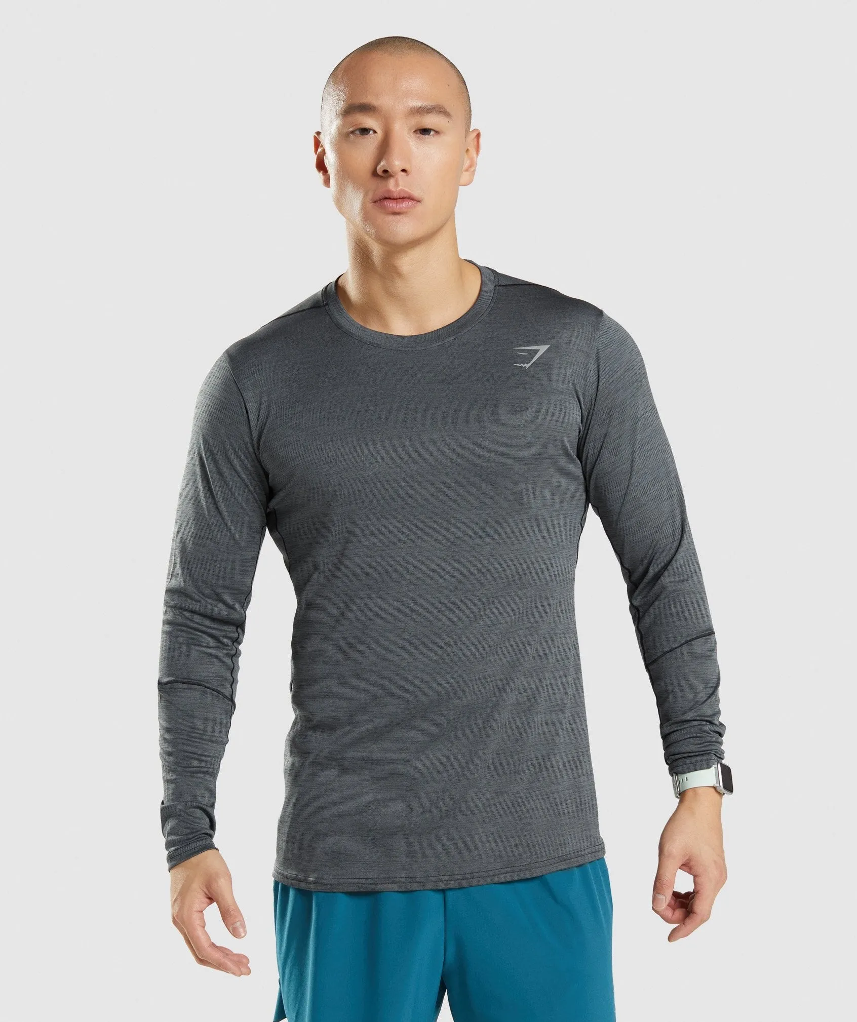 Gymshark Speed Long Sleeve T-Shirt - Black/Charcoal Marl sold by Gymshark