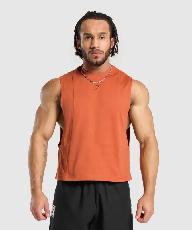 Gymshark Premium Lifting Boxy Cut Off Tank - Muted Orange sold by Gymshark