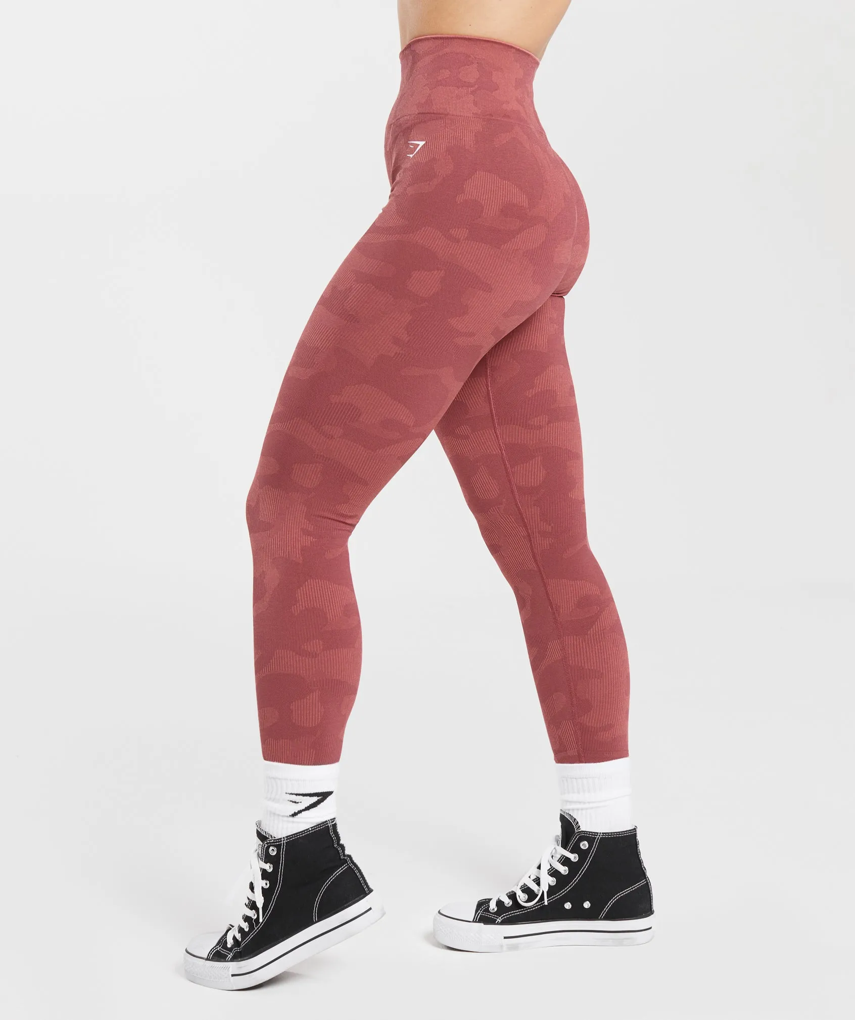 Gymshark Adapt Camo Seamless Ribbed Leggings - Soft Berry/Sunbaked Pink sold by Gymshark product image thumbnail 3
