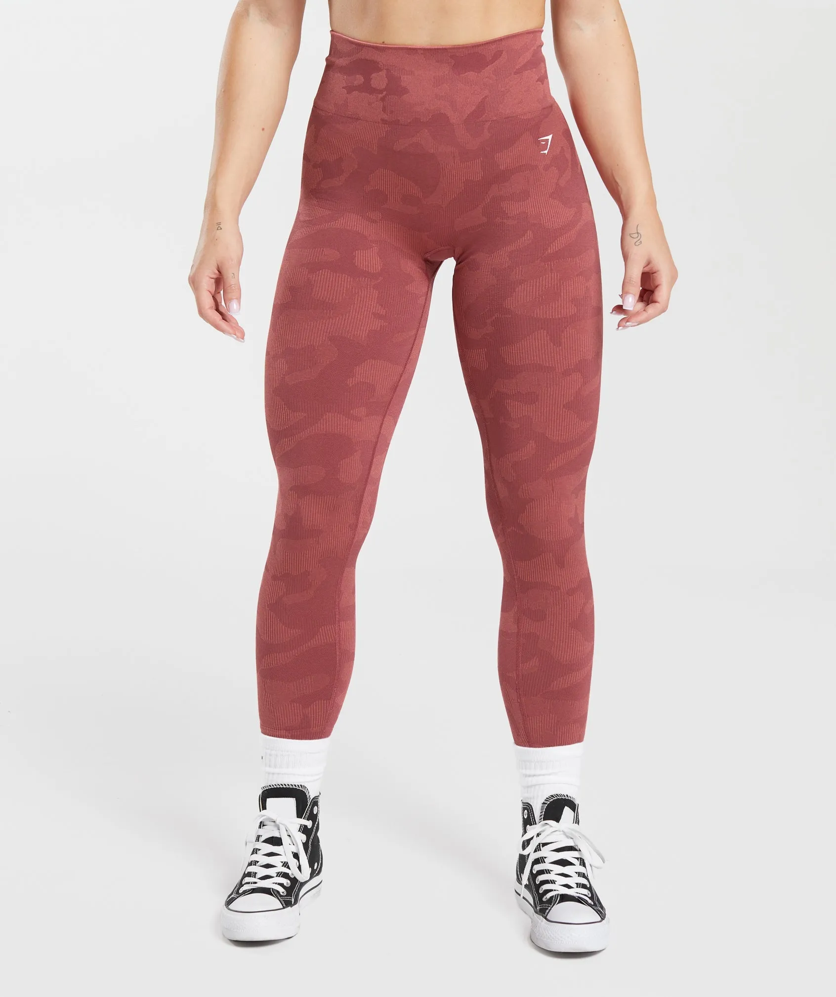 Gymshark Adapt Camo Seamless Ribbed Leggings - Soft Berry/Sunbaked Pink sold by Gymshark