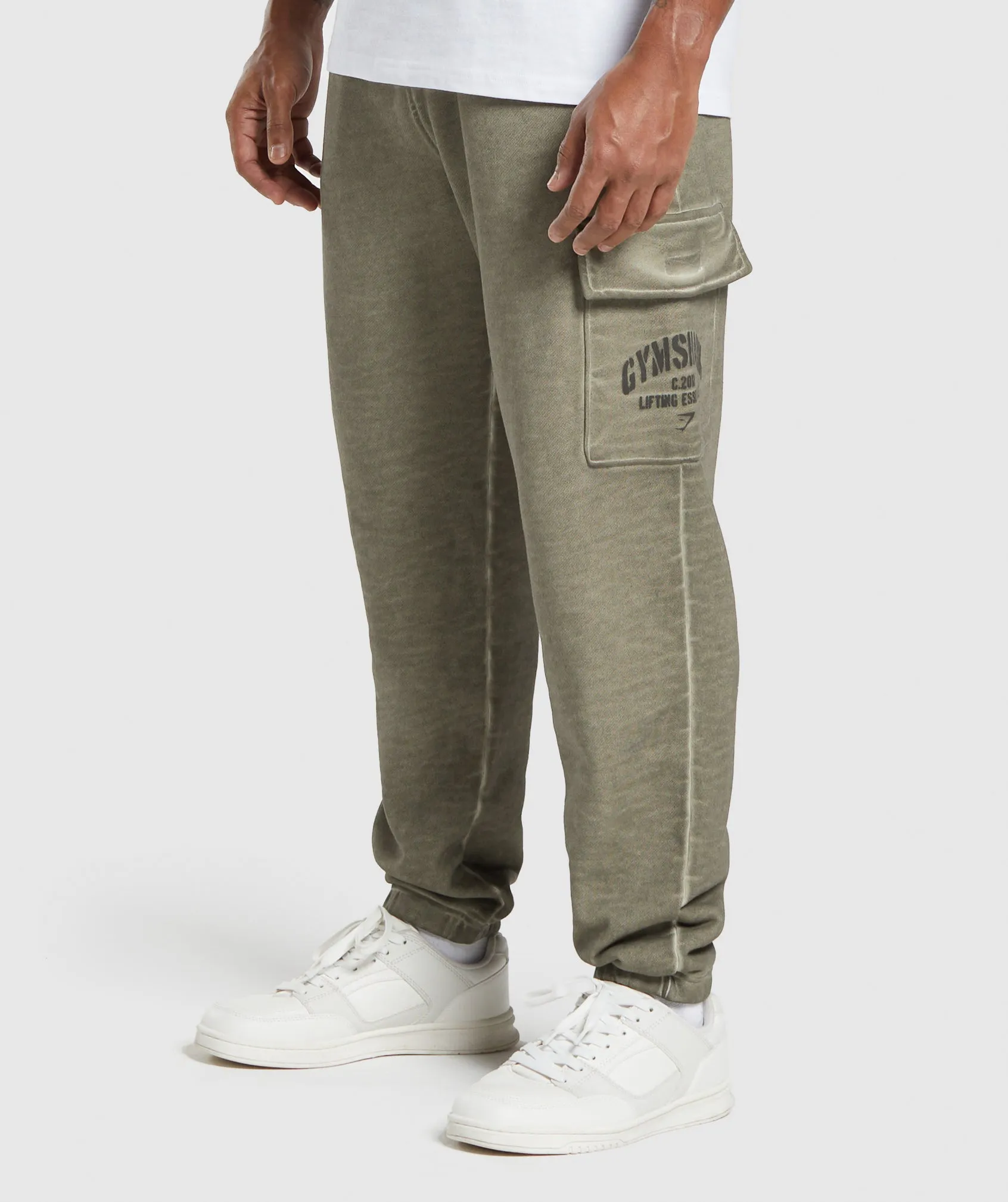 Gymshark Heavyweight Washed Cargo Joggers - Utility Green sold by Gymshark product image thumbnail 3