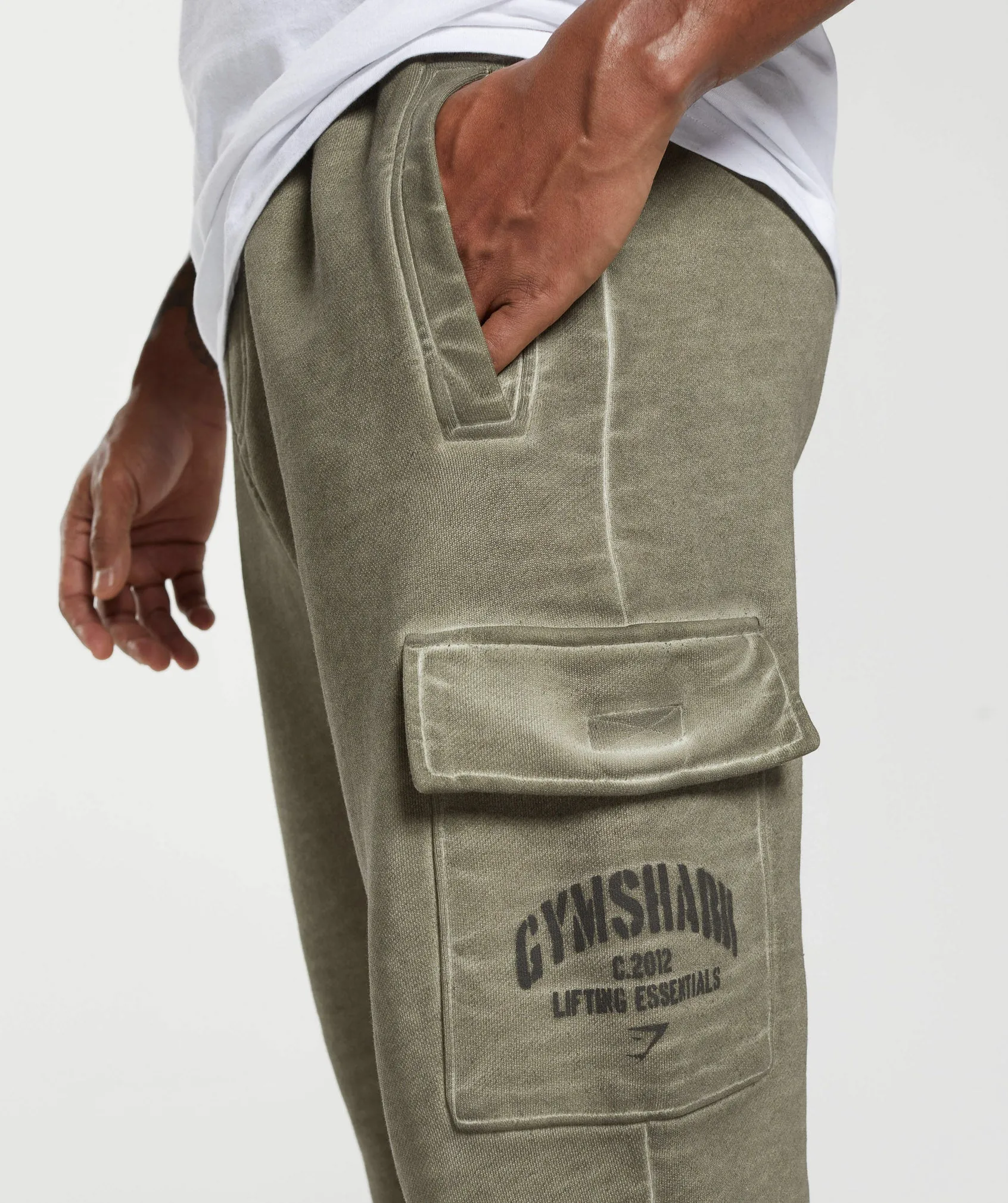 Gymshark Heavyweight Washed Cargo Joggers - Utility Green sold by Gymshark product image thumbnail 5