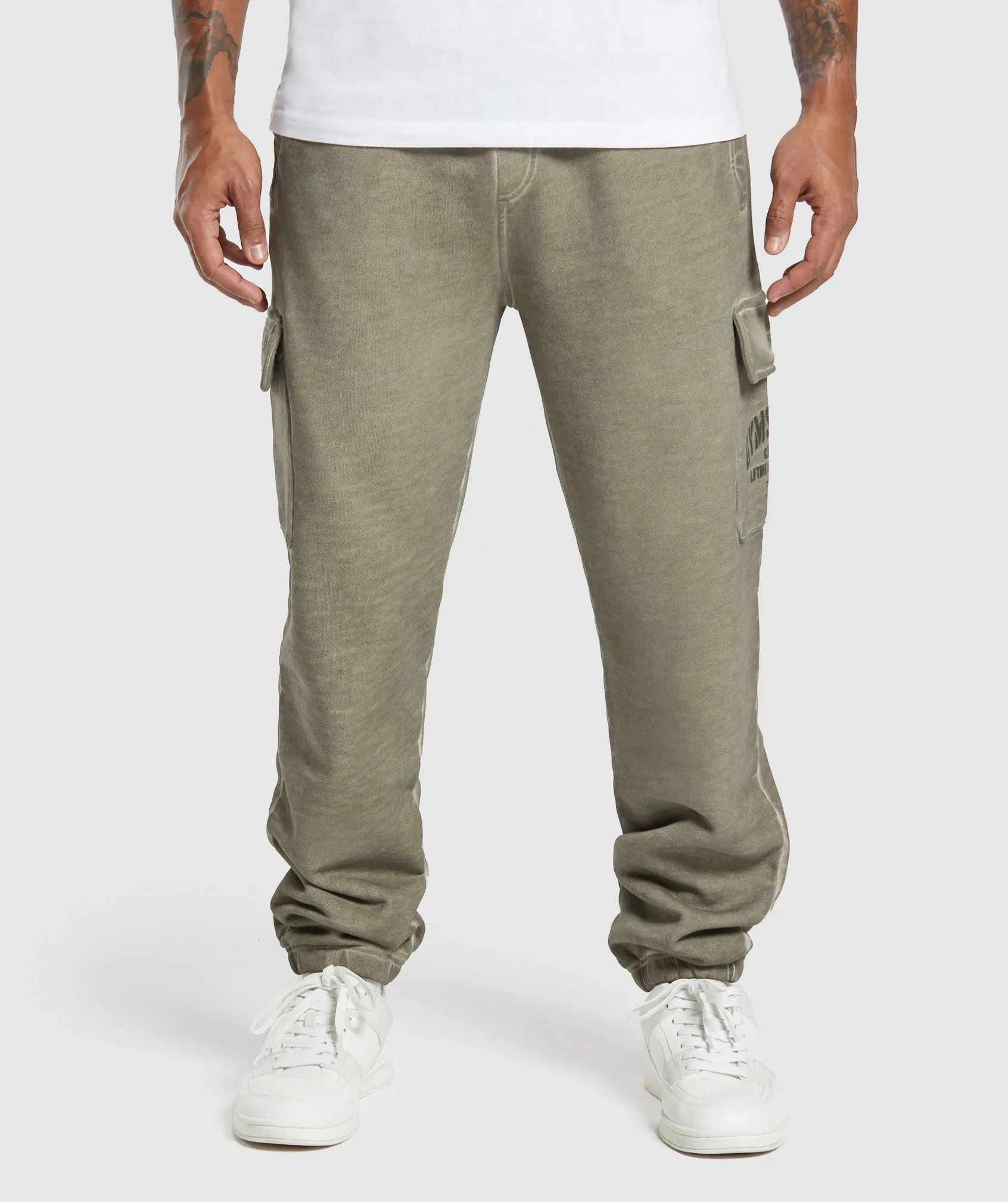 Gymshark Heavyweight Washed Cargo Joggers - Utility Green sold by Gymshark