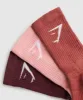 Gymshark Crew Socks 3pk - Rich Maroon/Flamingo Pink/Rust Red sold by Gymshark
