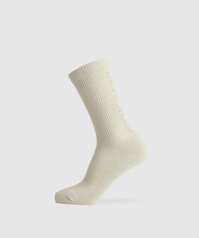 Gymshark Wordmark Crew Socks - Stone Brown sold by Gymshark