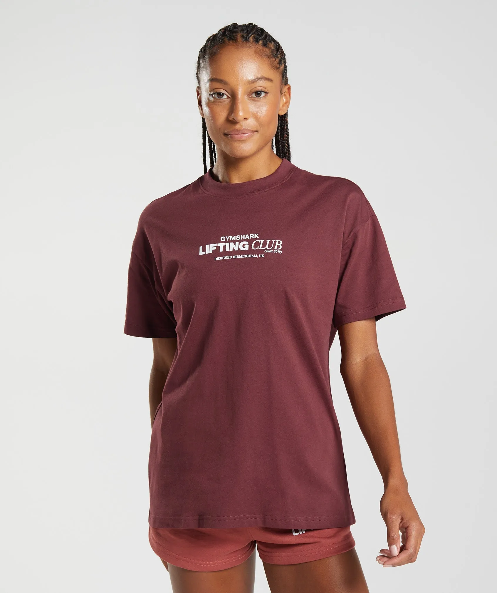 Gymshark Social Club Oversized T-Shirt Cherry Brown Parallel