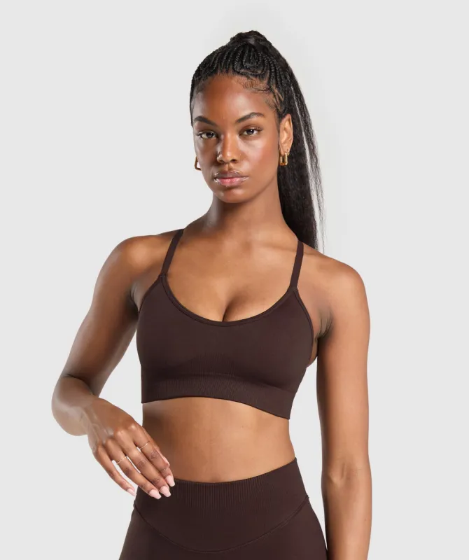 Gymshark Sweat Seamless Sports Bra - Heritage Brown made by Gymshark
