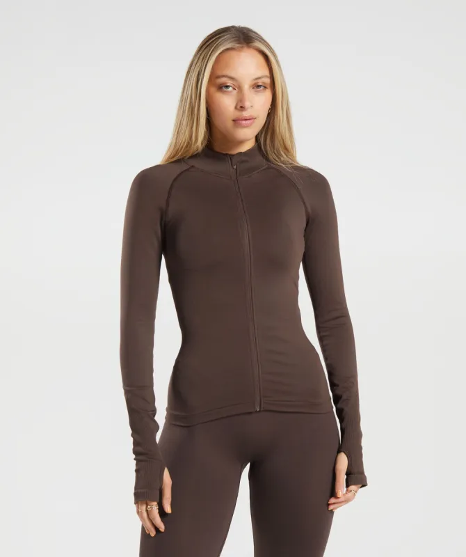 Gymshark Sweat Seamless Zip Up Jacket - Shadow Brown sold by Gymshark