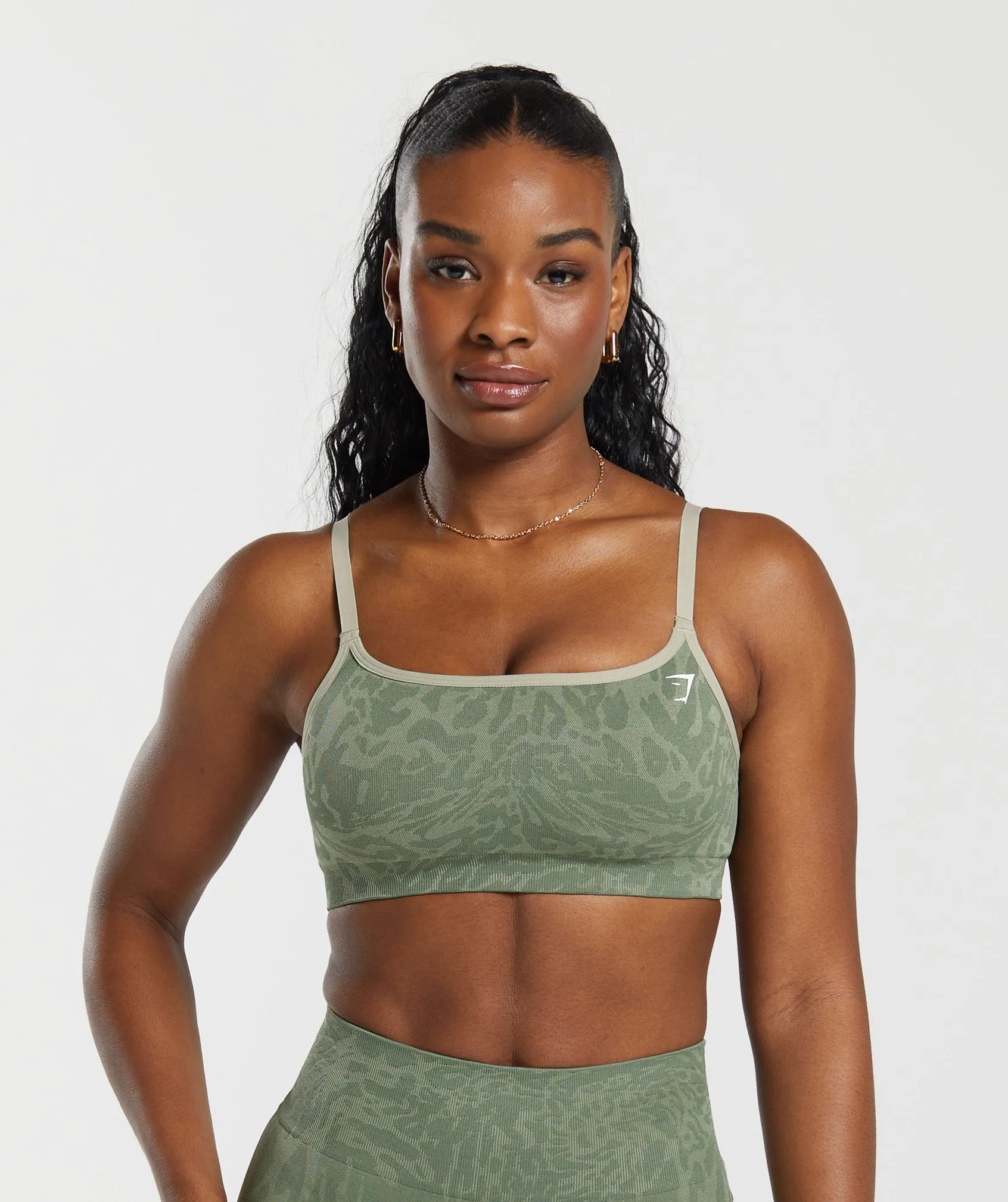Gymshark Adapt Safari Seamless Sports Bra - Force Green/Faded Green sold by Gymshark