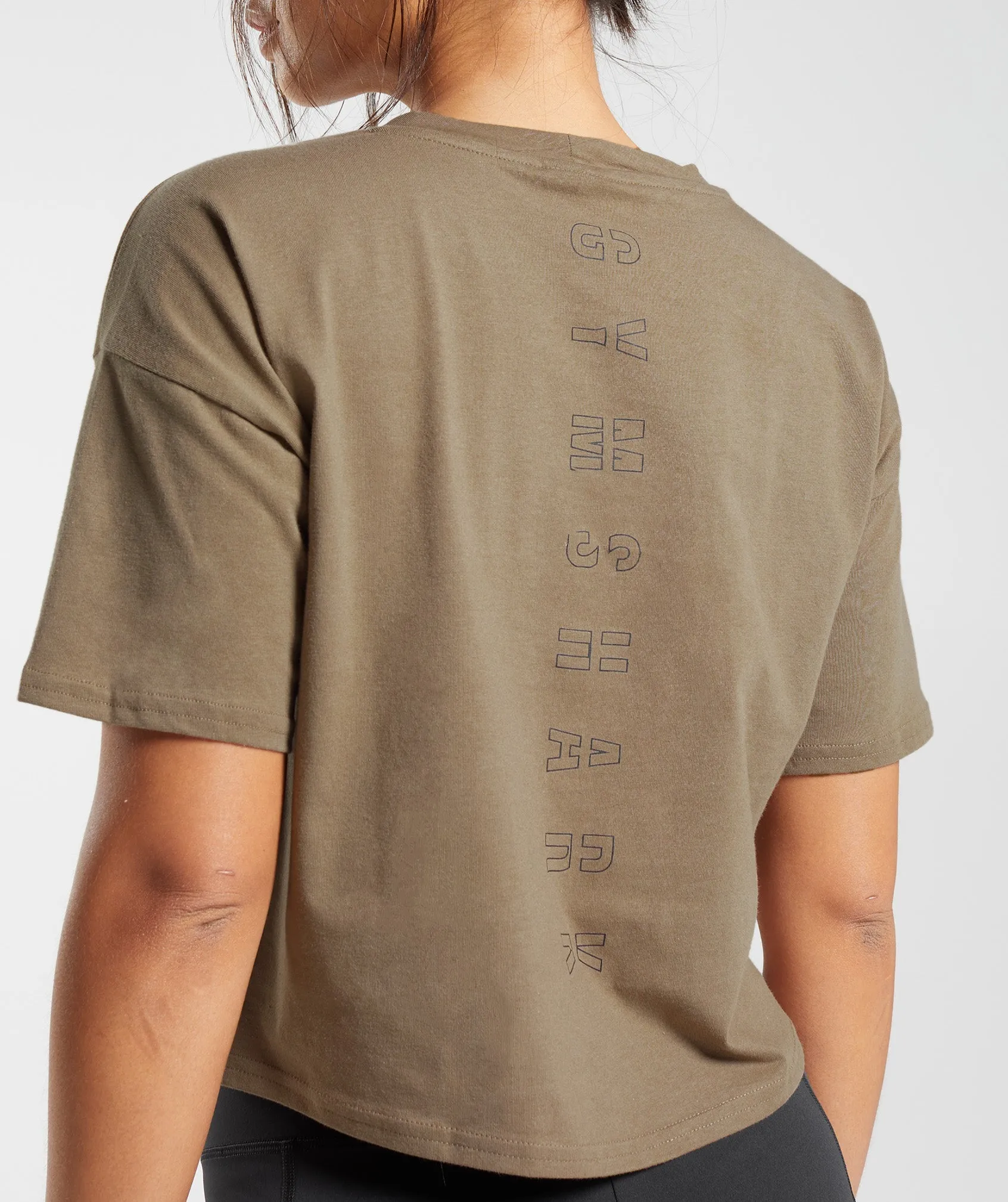 Gymshark Central Graphic Midi Tee - Fossil Brown sold by Gymshark product image thumbnail 3