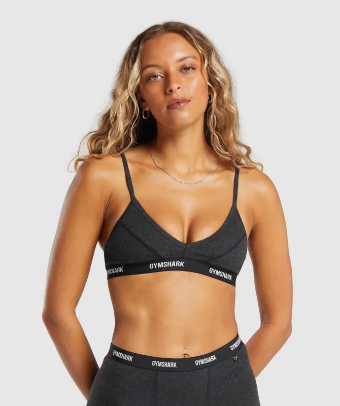 Gymshark Rib Bralette - Bros Midnight Black Marl sold by Gymshark