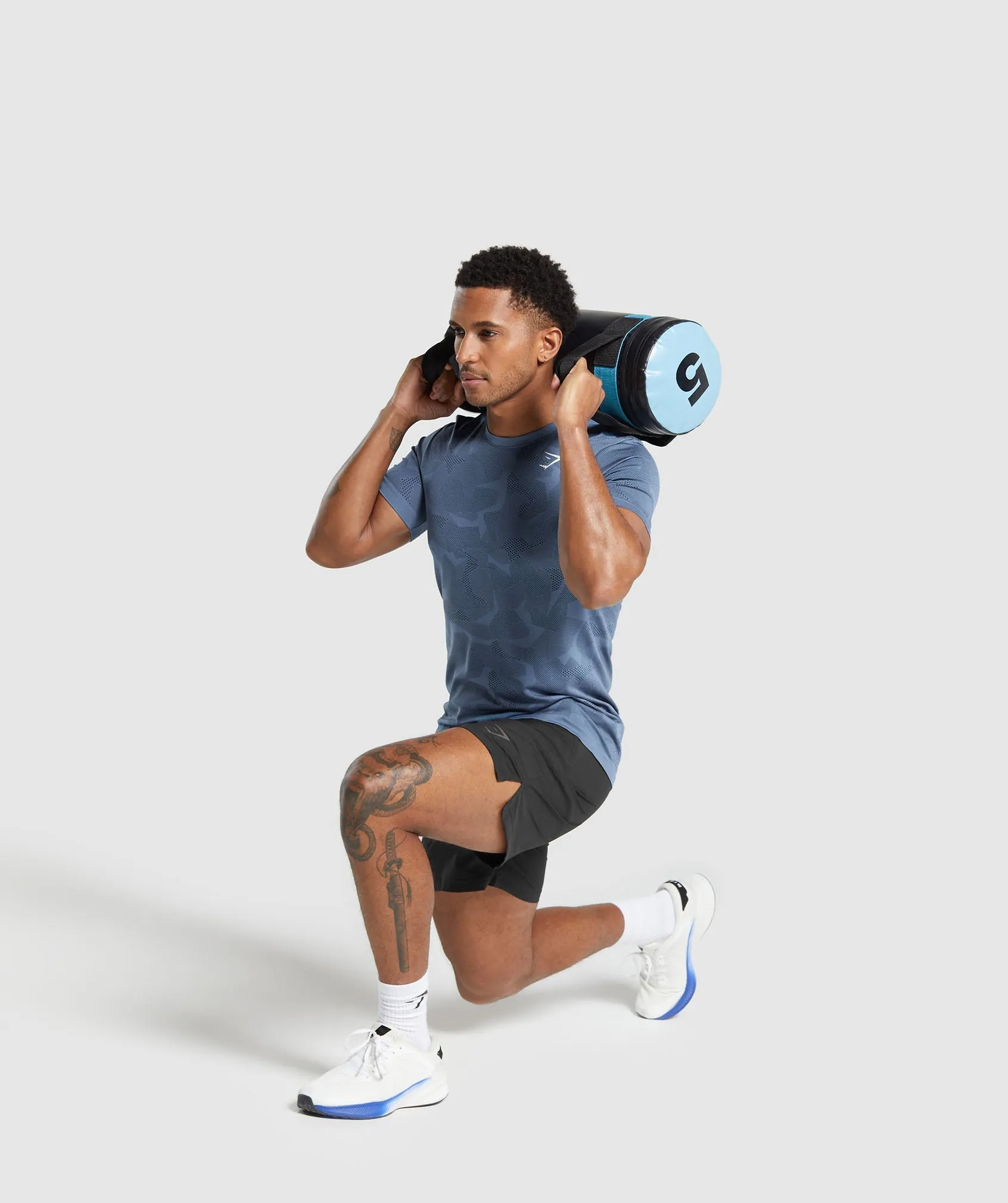 Gymshark Sport Seamless T-Shirt - Faded Blue/Black sold by Gymshark product image thumbnail 4