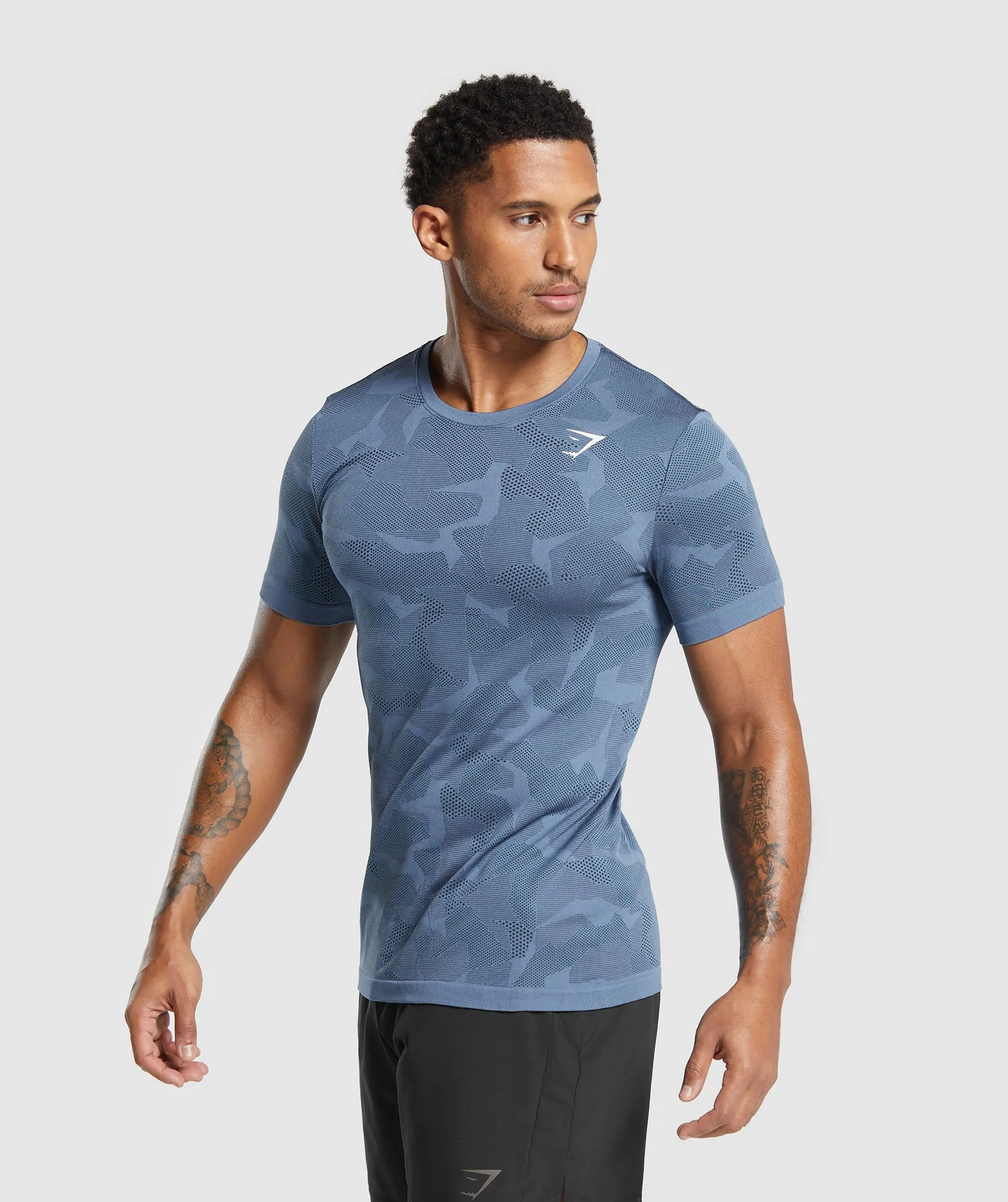 Gymshark Sport Seamless T-Shirt - Faded Blue/Black sold by Gymshark product image thumbnail 3